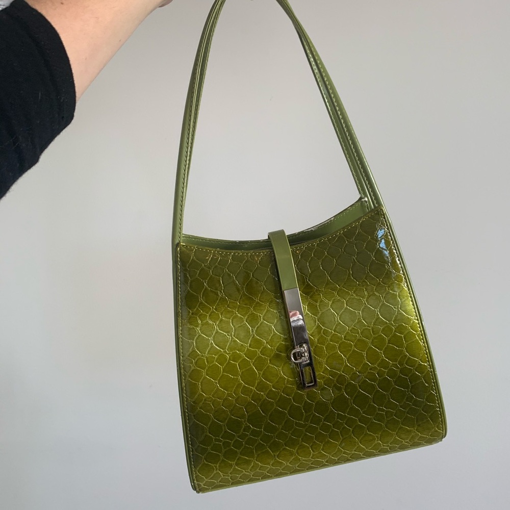 Green Faux Snake Skin Purse